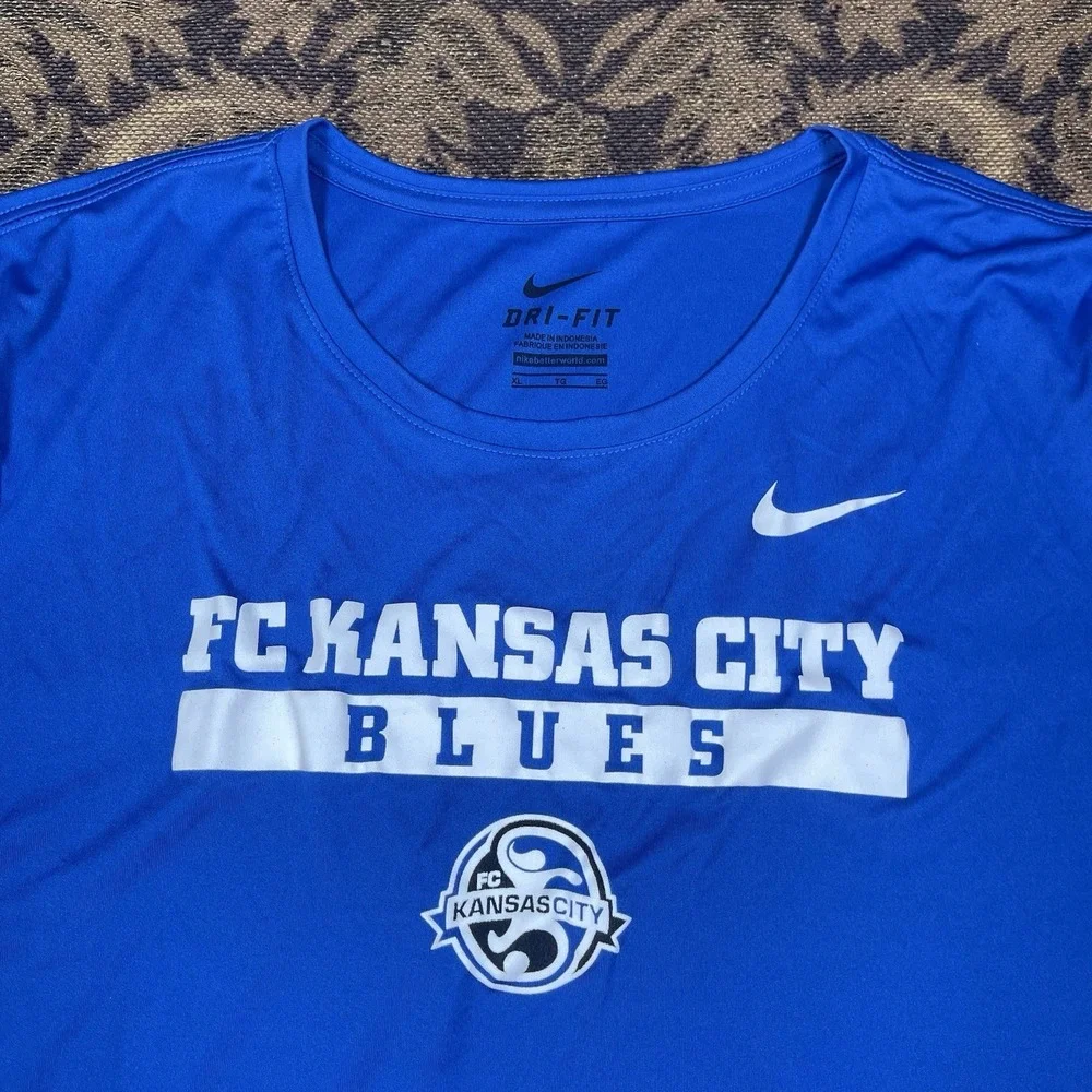 Nike Dri-FIT FC Kansas City Soccer women's Blue t-shirt Size XL New